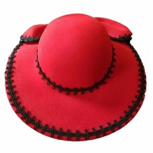 🔖2 for $20 Vintage Ruby Red Hat with Bow & Black Trim
